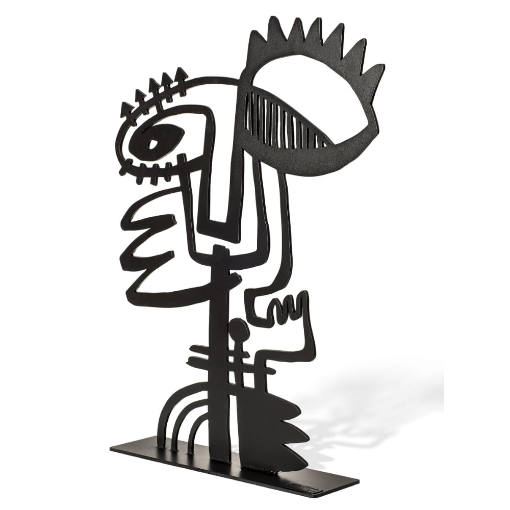Victor Ekpuk, A Politician, 2018, Powder Coated Steel, 92 x 71 x 0.6 cm, Courtesy of the artist and TAFETA-RS